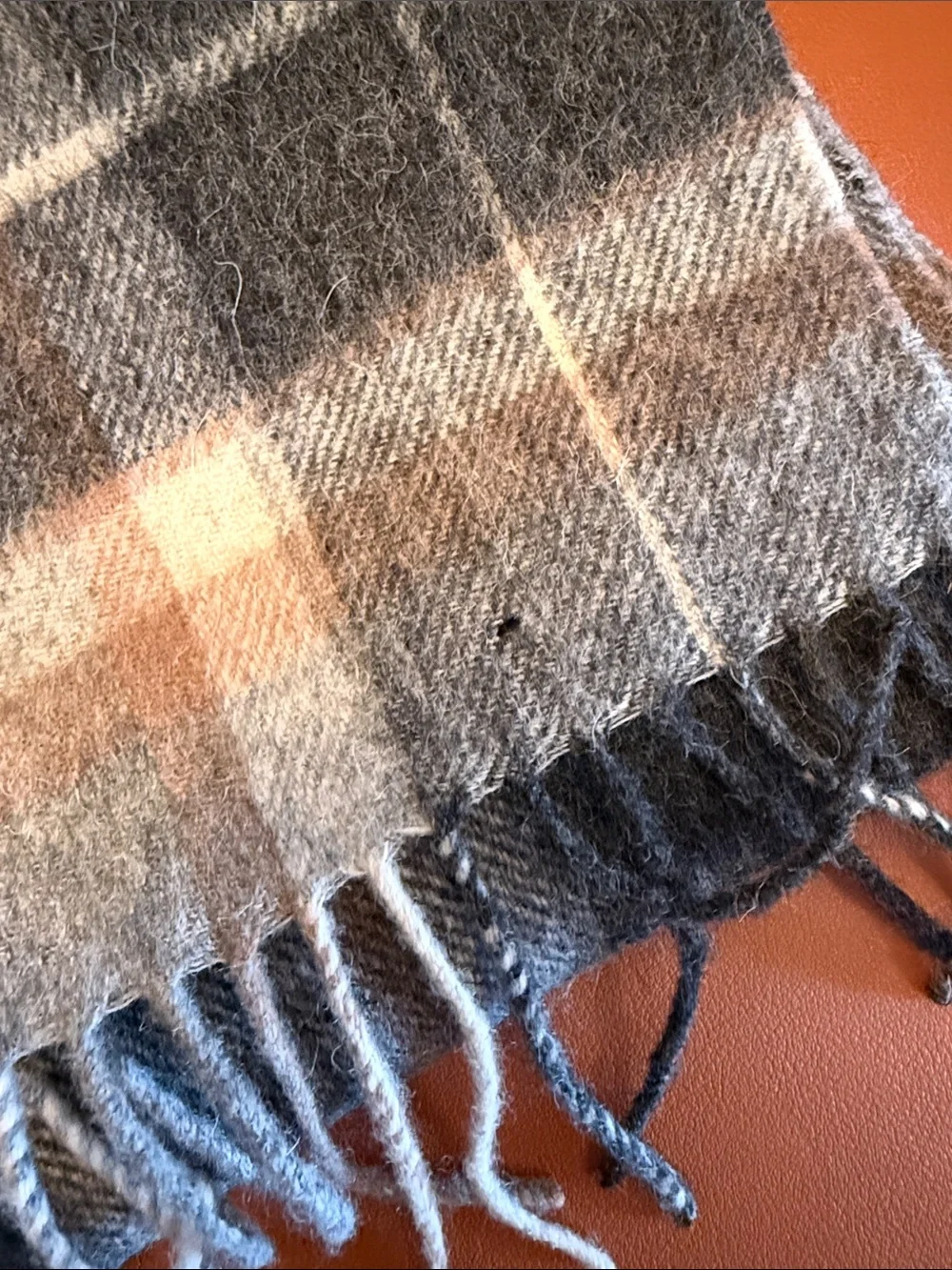 Joseph & Feiss Plaid Scarf in Gray, Cream, and Brown